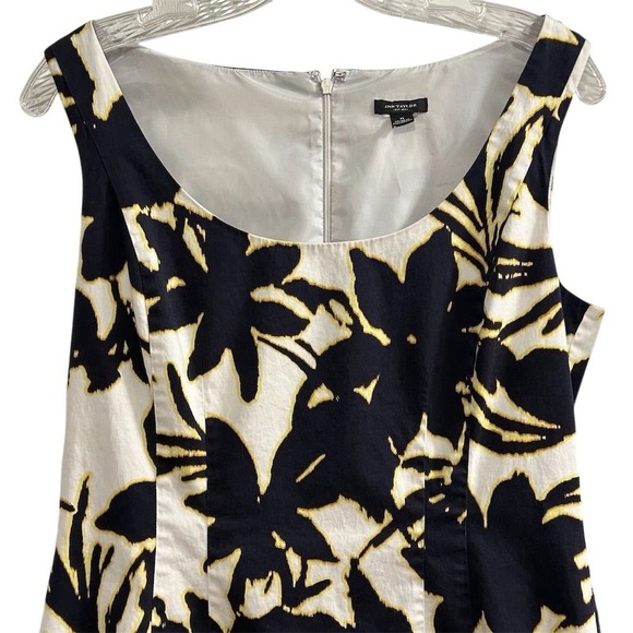 Ann Taylor Women's Floral Sleeveless Shift Dress Size 8 white black yellow - Picture 2 of 9